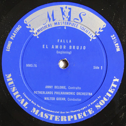 Manuel De Falla : El Amor Brujo / Seven Spanish Popular Songs (10")