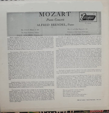 Wolfgang Amadeus Mozart, Alfred Brendel, Paul Angerer : Piano Concerti (LP)