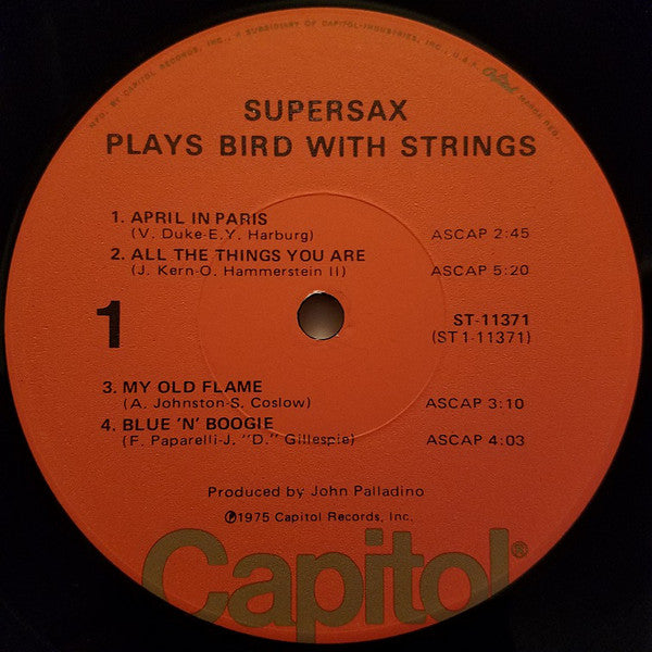 Supersax : Supersax Plays Bird With Strings (LP, Album, Los)