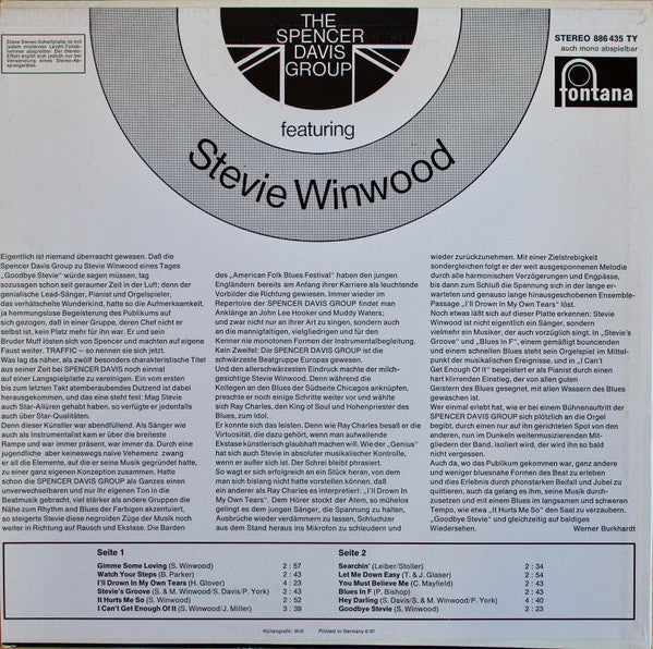 The Spencer Davis Group Featuring Steve Winwood : The Spencer Davis Group Featuring Stevie Winwood (LP, Album, Comp)