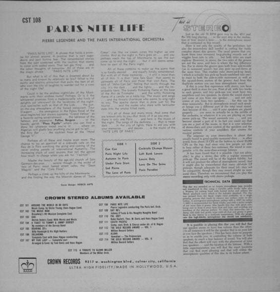 Pierre Legendre And The Paris International Orchestra : Paris Nite Life (LP, Red)