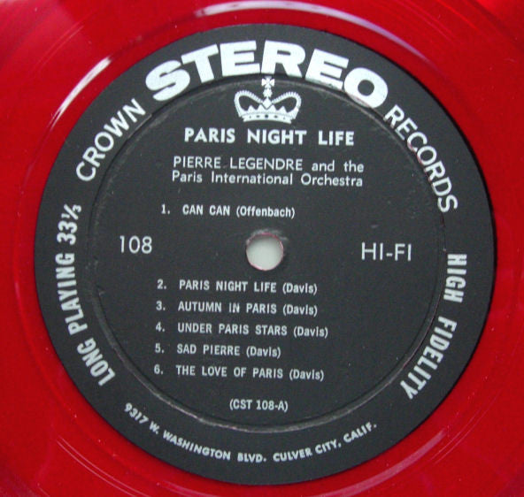 Pierre Legendre And The Paris International Orchestra : Paris Nite Life (LP, Red)