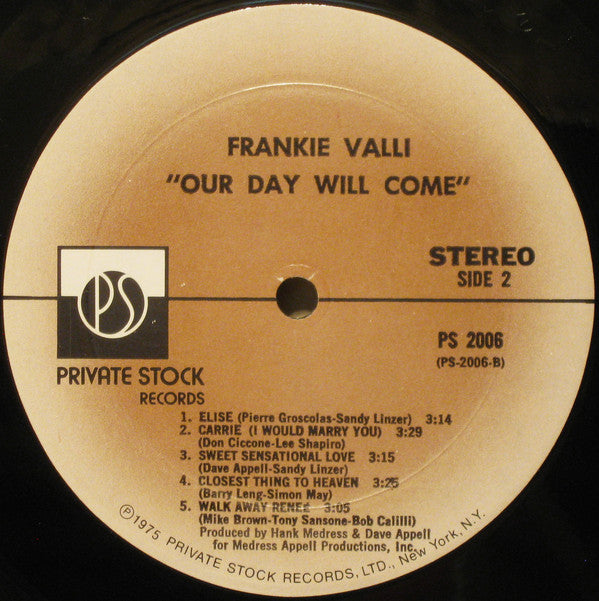 Frankie Valli : Our Day Will Come (LP, Album, Mon)