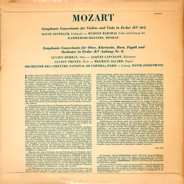 Wolfgang Amadeus Mozart : Konzertante Sinfonien (LP)