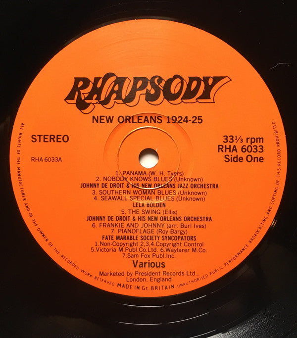 Various : New Orleans 1924-1925 (LP, Comp)