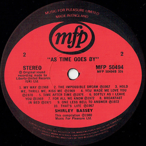 Shirley Bassey : As Time Goes By (LP, Album, Comp, RP)