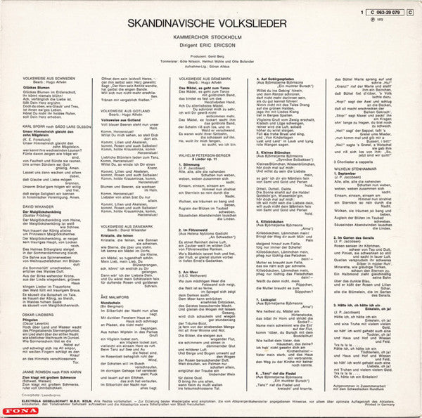 Kammarkören, Eric Ericson : Skandinavische Volkslieder Mit Dem Kammerchor Stockholm (LP, Album)