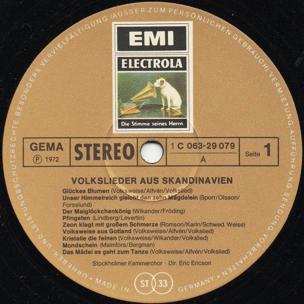 Kammarkören, Eric Ericson : Skandinavische Volkslieder Mit Dem Kammerchor Stockholm (LP, Album)