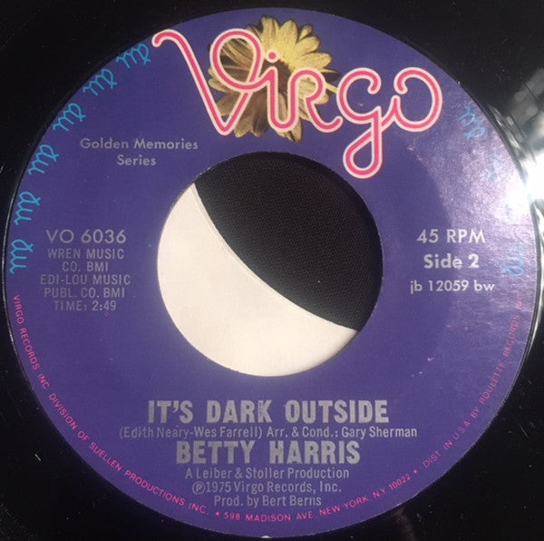 Betty Harris : His Kiss / It's Dark Outside (7", Single, RE, Sty)