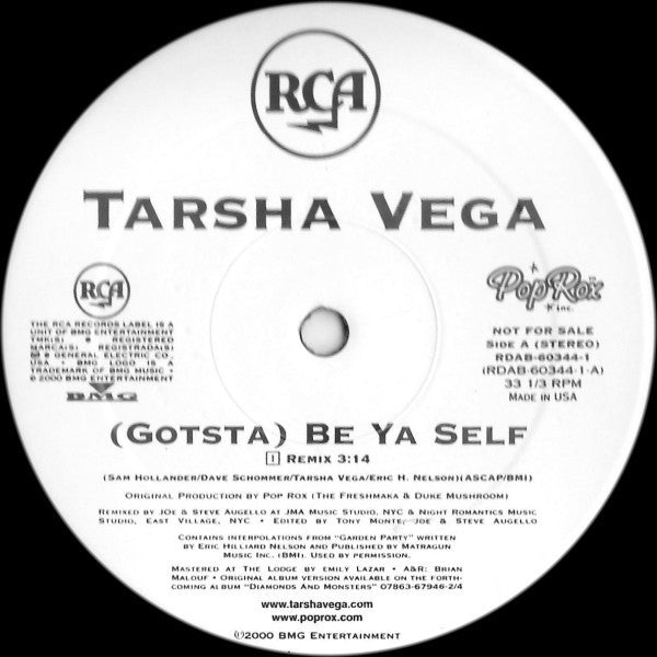 Tarsha Vega : (Gotsta) Be Ya Self (12", Promo)