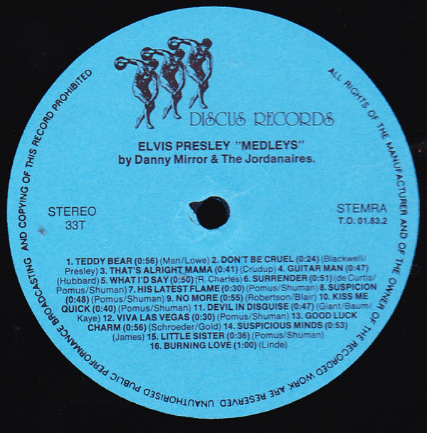 Danny Mirror & The Jordanaires : Elvis Presley "Medleys" (LP, Comp)