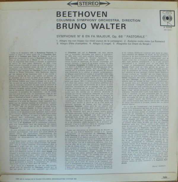 Bruno Walter - Ludwig van Beethoven - Columbia Symphony Orchestra : Symphonie N° 6 - "Pastorale" (LP)