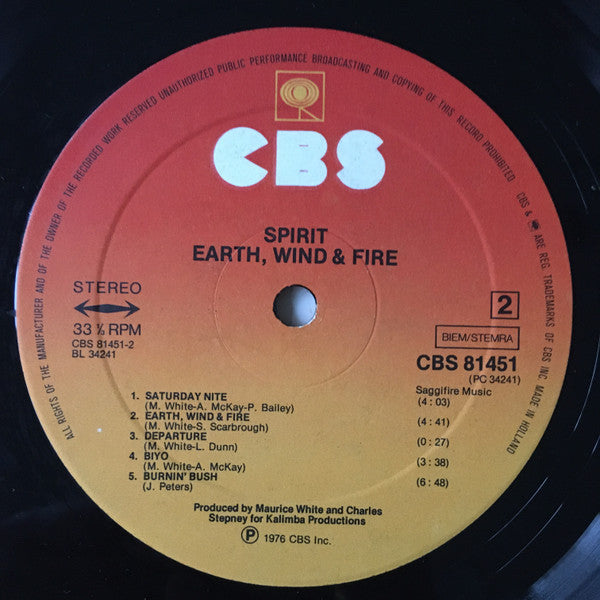 Earth, Wind & Fire : Spirit (LP, Album, No )