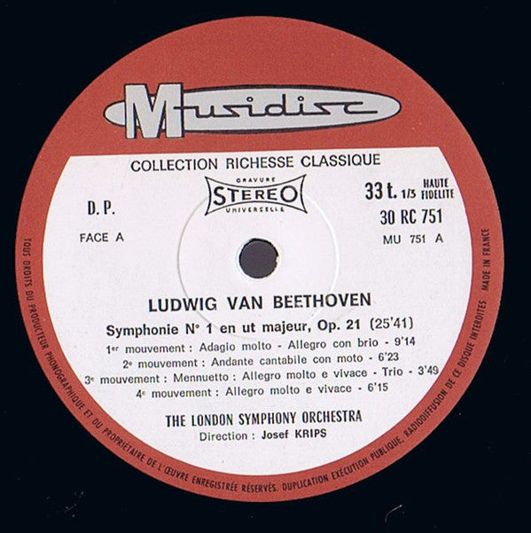 Ludwig Van Beethoven ; The London Symphony Orchestra, Josef Krips : Symphonies N° 1 Et 2 (LP, Comp)