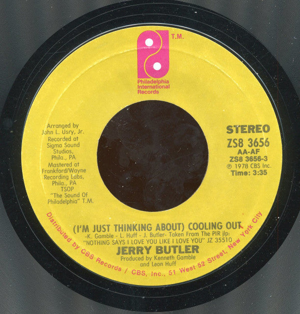 Jerry Butler : (I'm Just Thinking About) Cooling Out / Are You Lonely Tonight (7", Styrene, Pit)