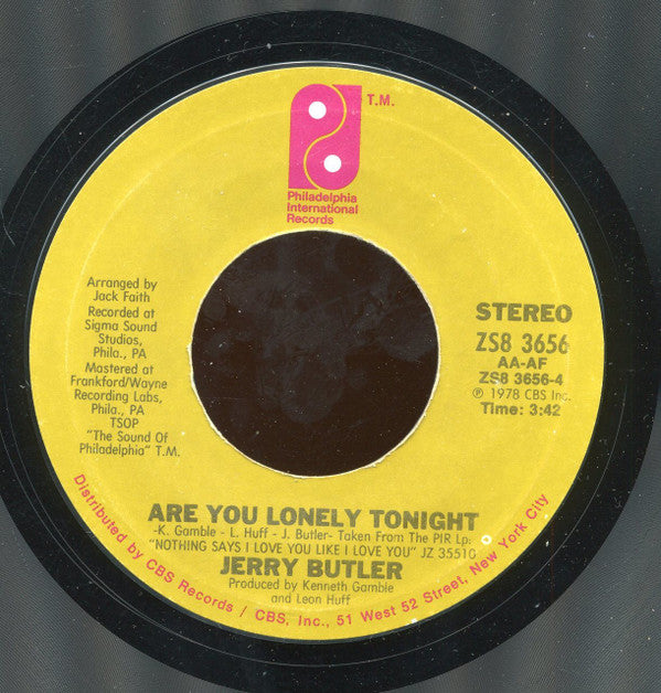 Jerry Butler : (I'm Just Thinking About) Cooling Out / Are You Lonely Tonight (7", Styrene, Pit)