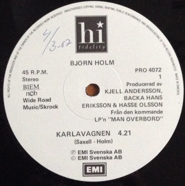 Björn Holm : Det Blåser På Månen / Karlavagnen (12", Single, Promo)