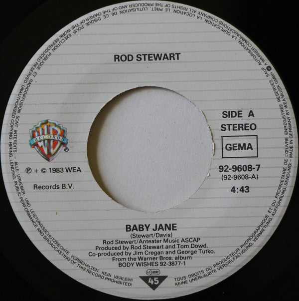 Rod Stewart : Baby Jane (7", Single)