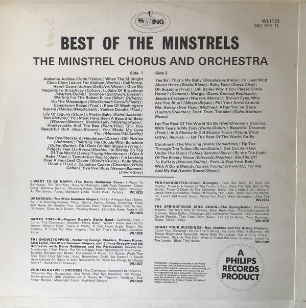 The Minstrels Orchestra And Chorus : The Best Of The Minstrels (LP, Album)