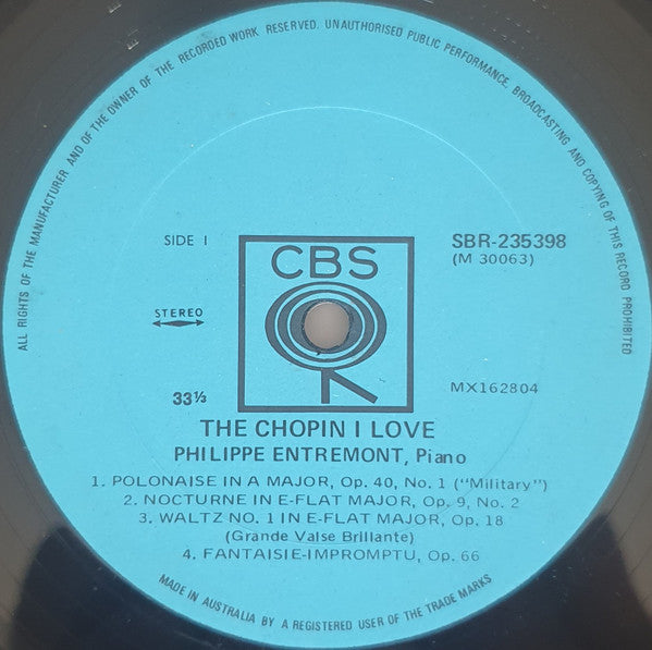 Philippe Entremont : The Chopin I Love (LP)