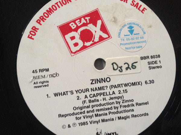 Zinno : What's Your Name? (12", Promo)