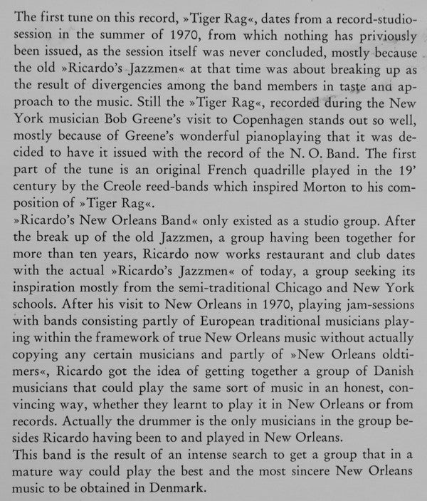 Ricardo's Jazzmen Featuring Bob Greene (2) / Ricardos New Orleans Jazzband : Ricardo's Jazzmen Featuring Bob Greene And Ricardos New Orleans Jazzband (LP)