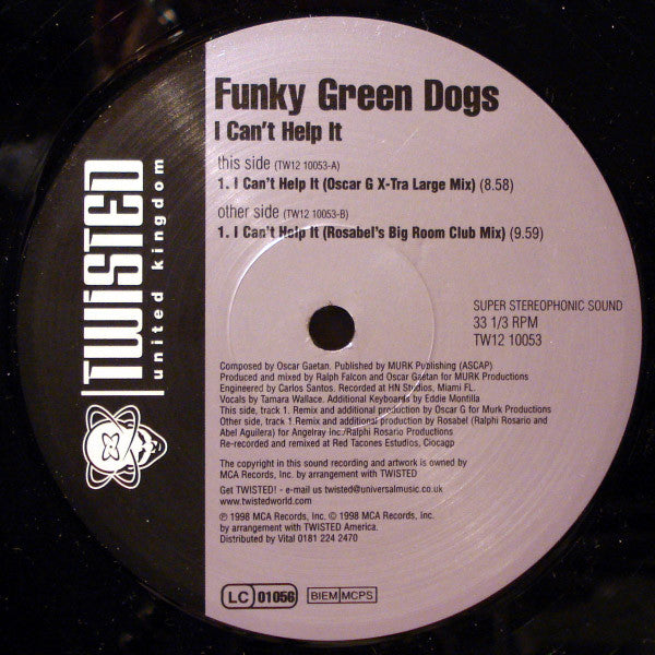 Funky Green Dogs : I Can't Help It (12")