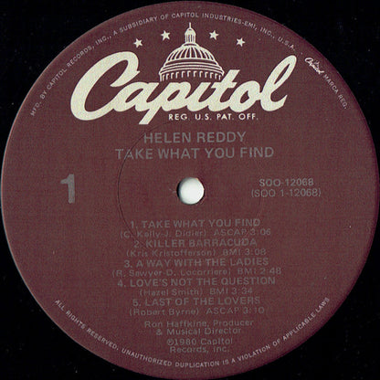 Helen Reddy : Take What You Find (LP, Album, Jac)