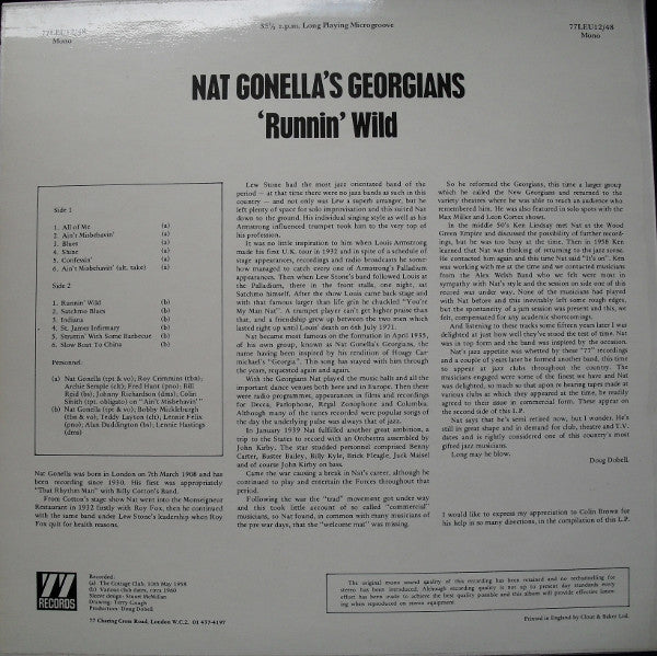 Nat Gonella's Georgia Jazz Band : Runnin' Wild (LP, Comp)