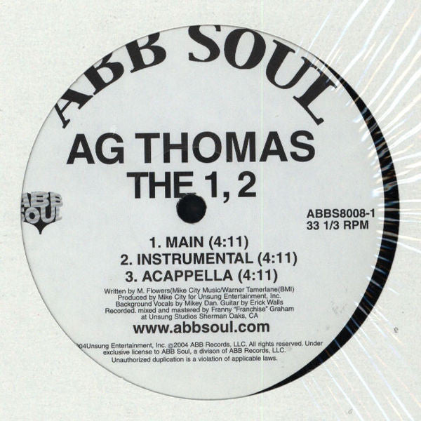 A.G. Thomas : The 1, 2 / Take It Off (12")