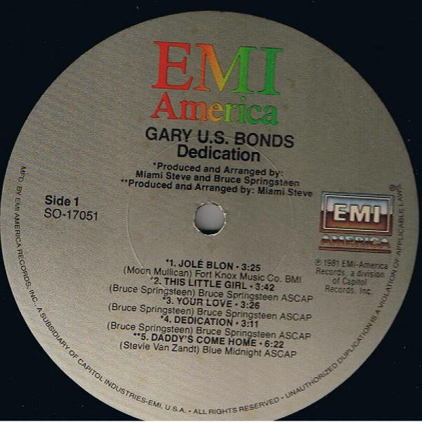 Gary U.S. Bonds : Dedication (LP, Album, Win)