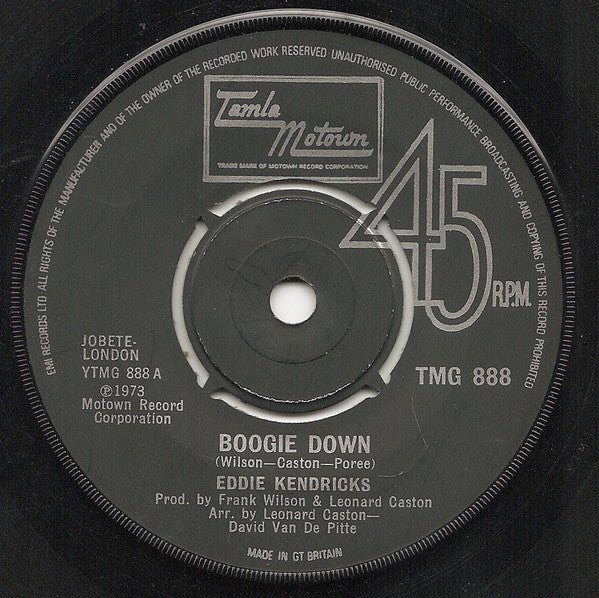 Eddie Kendricks : Boogie Down (7", Single)