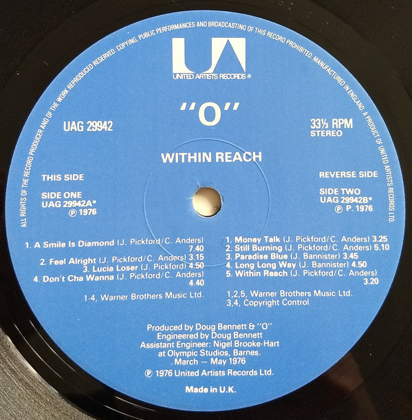 A Band Called "O" : Within Reach (LP, Album)