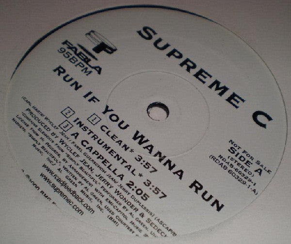 Supreme C : Run If You Wanna Run / This Is It (12", Promo)