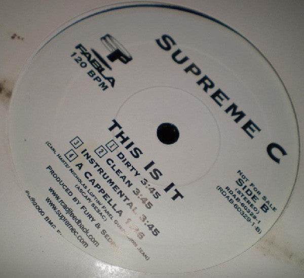 Supreme C : Run If You Wanna Run / This Is It (12", Promo)