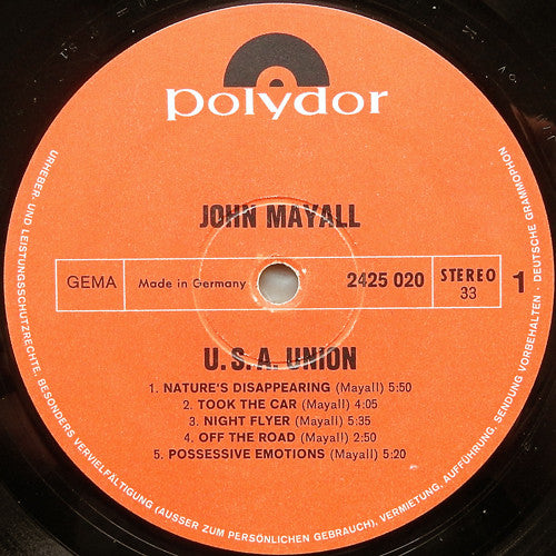 John Mayall : U.S.A. Union (LP, Gat)