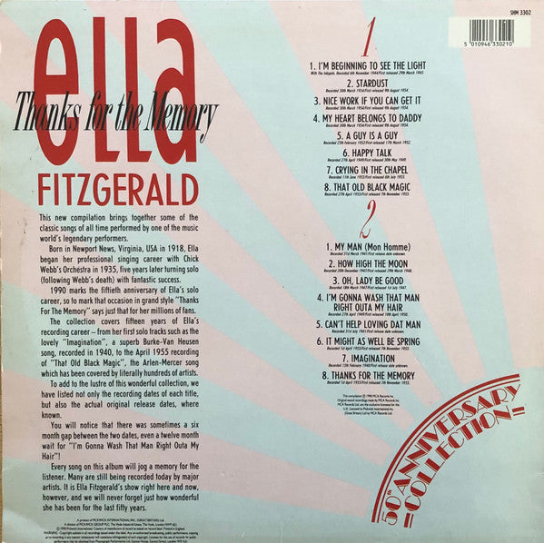 Ella Fitzgerald : Thanks For The Memory (50th Anniversary Collection) (LP, Comp)