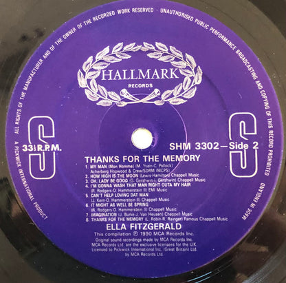 Ella Fitzgerald : Thanks For The Memory (50th Anniversary Collection) (LP, Comp)