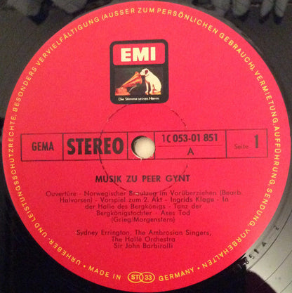 Edvard Grieg, Sir John Barbirolli, Hallé Orchestra, The Ambrosian Singers, Sheila Armstrong : Peer Gynt (LP)