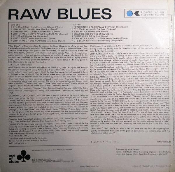 Various : Raw Blues (LP, RE)