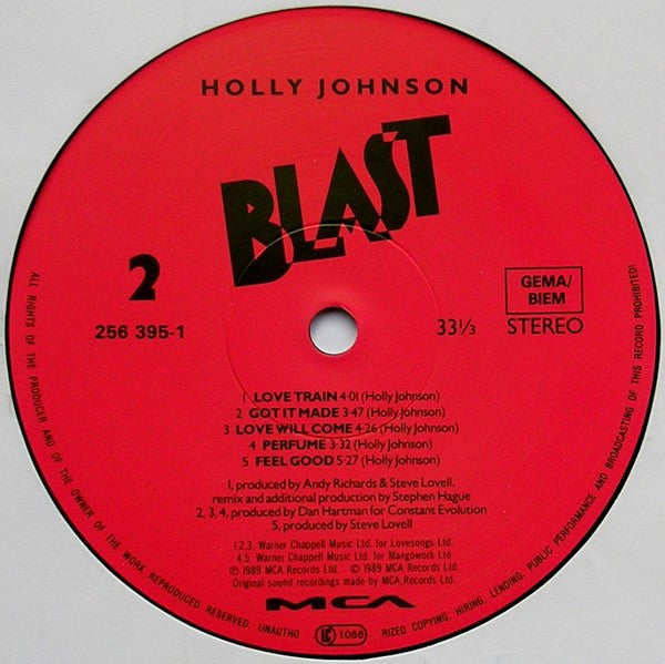 Holly Johnson : Blast (LP, Album, R/S)