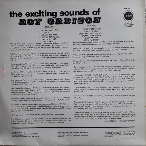 Roy Orbison : The Exciting Sounds Of Roy Orbison (LP, Album)