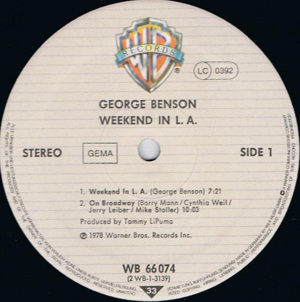 George Benson : Weekend In L.A. (2xLP, Album, RE, Gat)