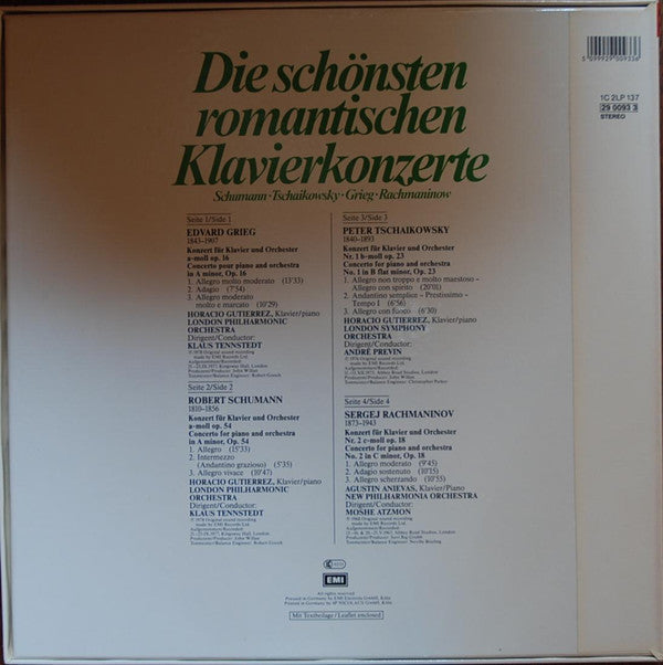 Robert Schumann • Pyotr Ilyich Tchaikovsky • Edvard Grieg • Sergei Vasilyevich Rachmaninoff : Die Schönsten Romantischen Klavierkonzerte (2xLP, Comp + Box, RE)