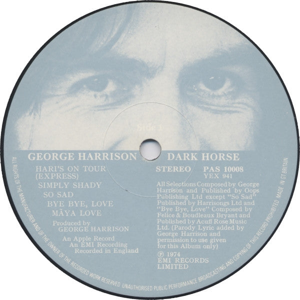 George Harrison : Dark Horse (LP, Album, Gat)