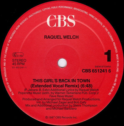 Raquel Welch : This Girl's Back In Town (12", Maxi)