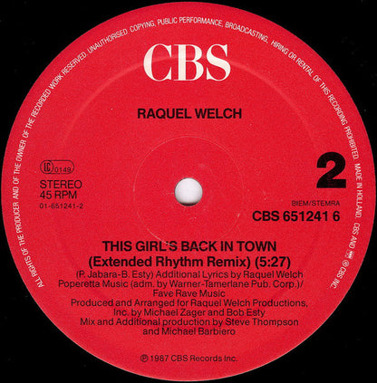 Raquel Welch : This Girl's Back In Town (12", Maxi)