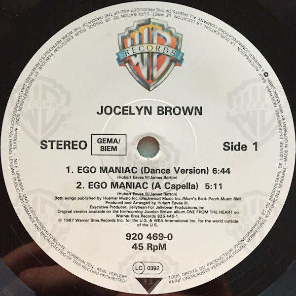 Jocelyn Brown : Ego Maniac (12", Maxi)