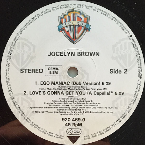 Jocelyn Brown : Ego Maniac (12", Maxi)