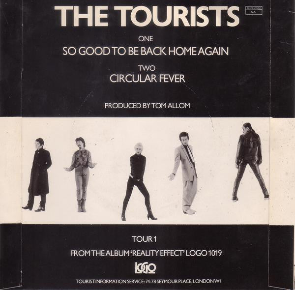 The Tourists : So Good To Be Back Home Again (7", Single, Lar)